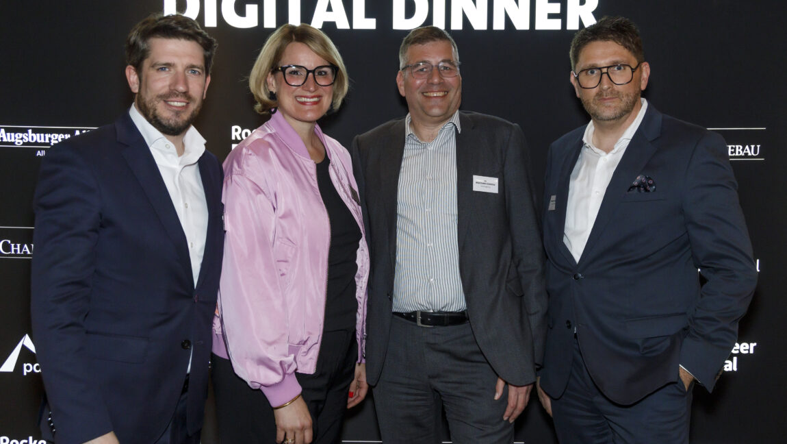 Gemeinsam gestalten sie die Future Week Augsburg (v.l.): Daniel Kempf (Mitglied der Geschäftsleitung Augsburger Allgemeine und Geschäftsführer pd digital), Oberbürgermeisterin Eva Weber, Wirtschaftsreferent Dr. Wolfgang Hüblsche und Andreas Schmutterer (Vorsitzender der Geschäftsleitung, Augsburger Allgemeine).