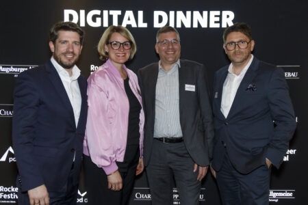 Gemeinsam gestalten sie die Future Week Augsburg (v.l.): Daniel Kempf (Mitglied der Geschäftsleitung Augsburger Allgemeine und Geschäftsführer pd digital), Oberbürgermeisterin Eva Weber, Wirtschaftsreferent Dr. Wolfgang Hüblsche und Andreas Schmutterer (Vorsitzender der Geschäftsleitung, Augsburger Allgemeine).